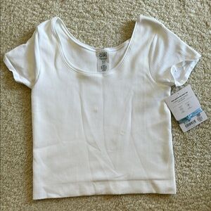 Athleta White Fitted Cap Sleeve Tee